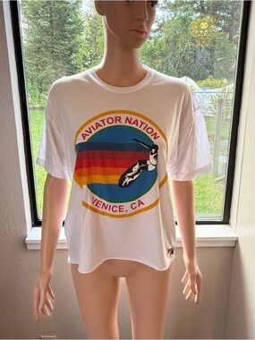 Aviator Nation Cropped Boyfriend Tee - size L- retails $89